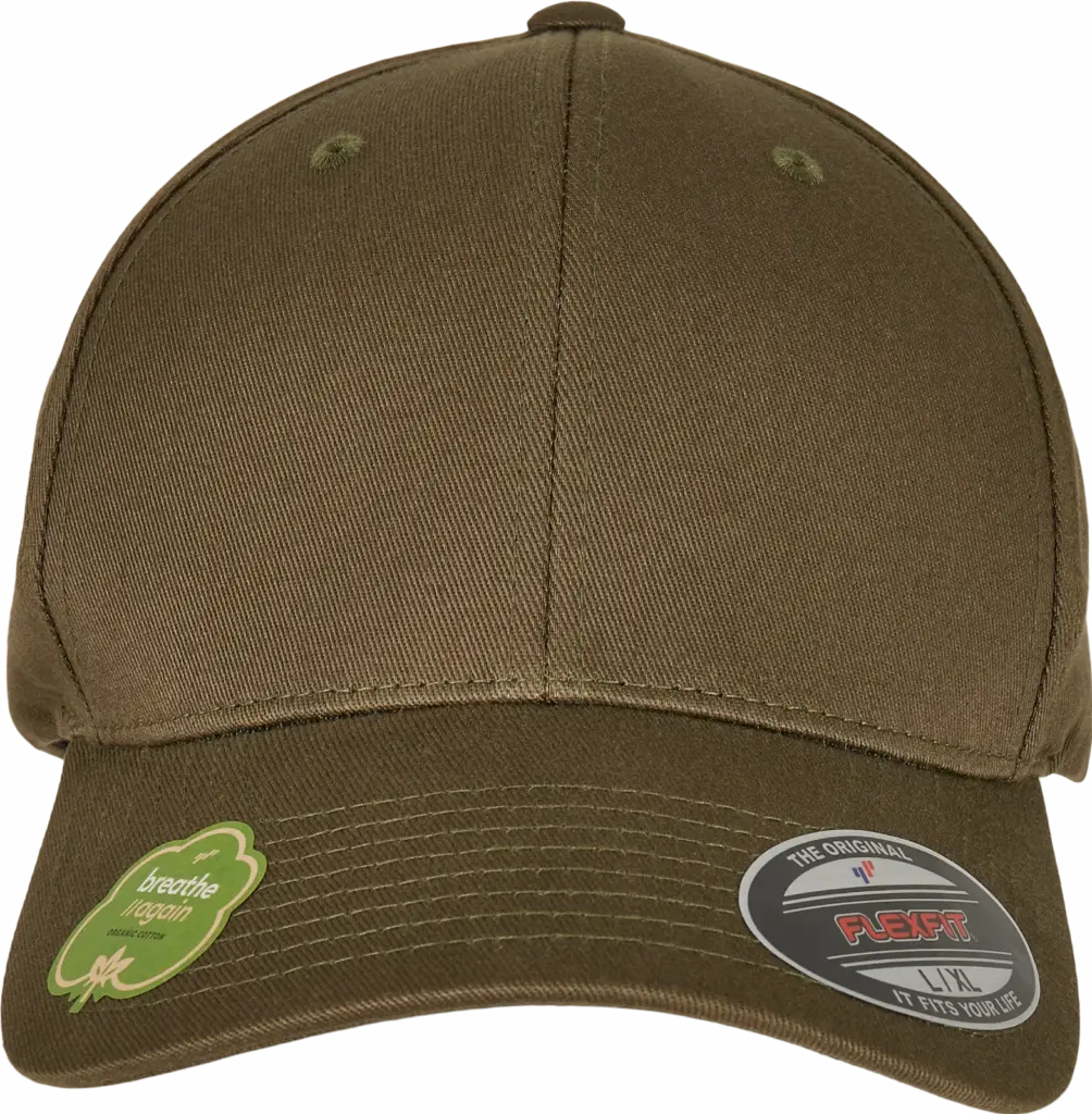 Pet Flexfit van biologisch katoen, burnt olive — productfoto 11