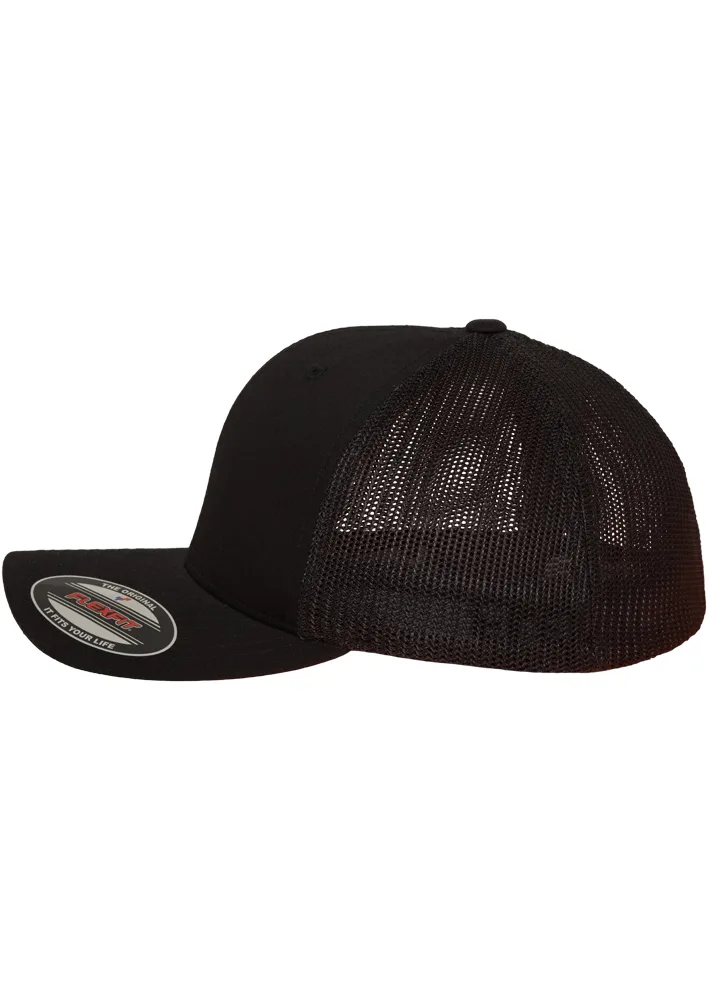 PS_FL6511-S_BLACK - Hidalgo-werbeartikel Flexfit mesh truckerpet, black — productfoto 3