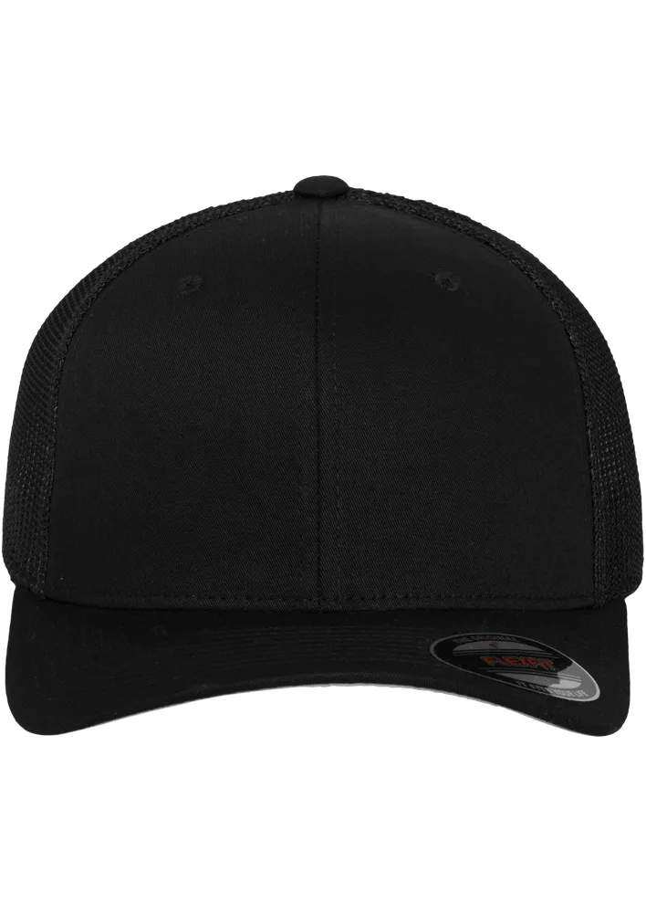 PS_FL6511_BLACK - Hidalgo-werbeartikel Flexfit mesh truckerpet, black — productfoto 4