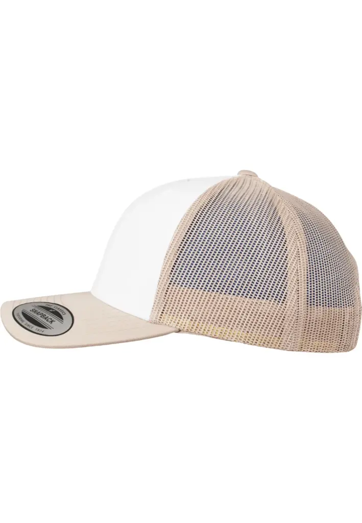 PS_FL6606CF-S_KHAKI-WHITE - Hidalgo-werbeartikel Retro Truckerpet met gekleurde klep, khaki / white — productfoto 8