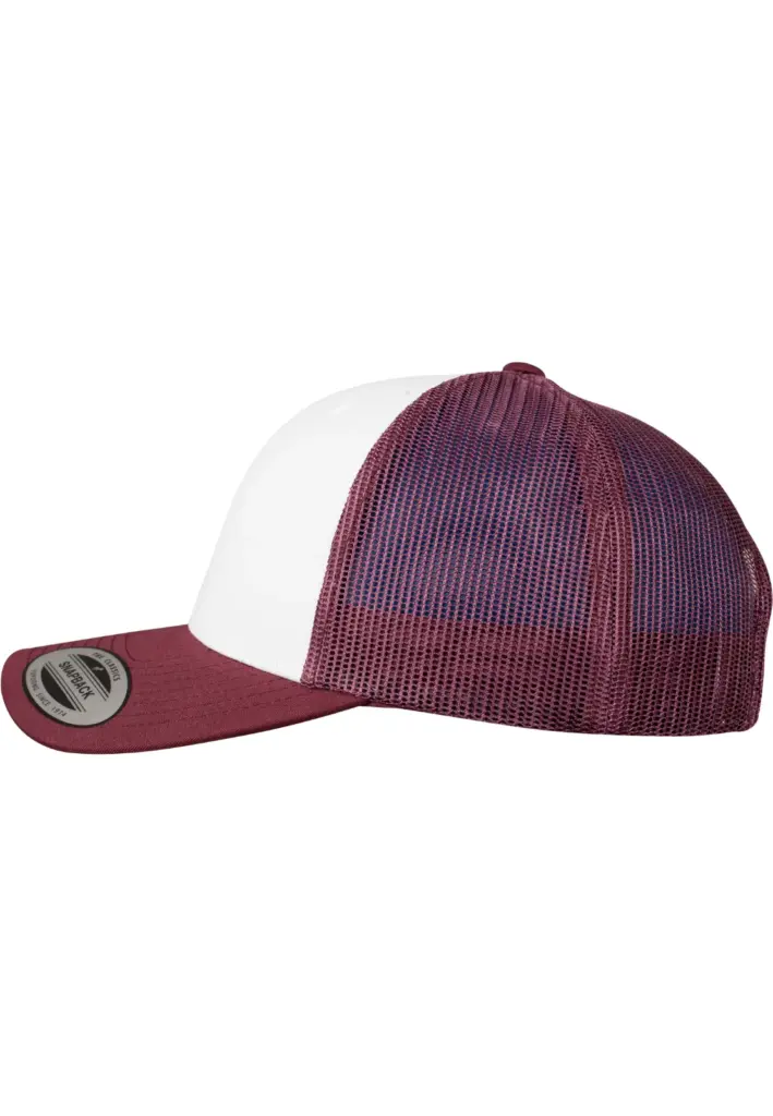 PS_FL6606CF-S_MAROON-WHITE - Hidalgo-werbeartikel Retro Truckerpet met gekleurde klep, maroon / white — productfoto 11