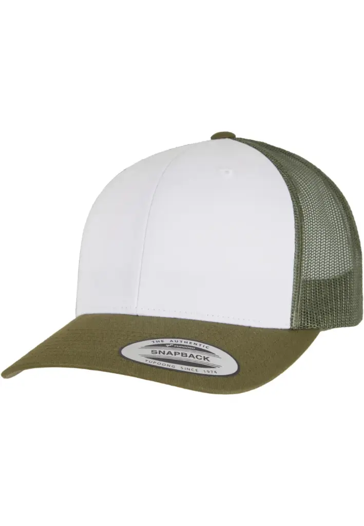 PS_FL6606CF_MOOSGREEN-WHITE-OLIVE - Hidalgo-werbeartikel Retro Truckerpet met gekleurde klep, moosgreen / white / olive — productfoto 15