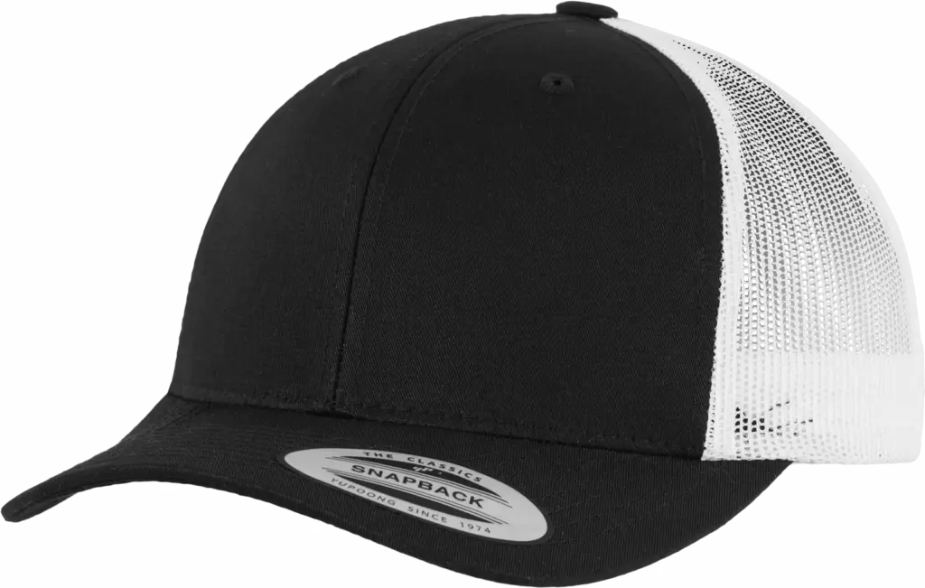 Tweekleurige Retro Truckerpet, black/white — productfoto 4