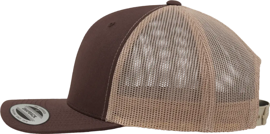 Tweekleurige Retro Truckerpet, brown / khaki — productfoto 8