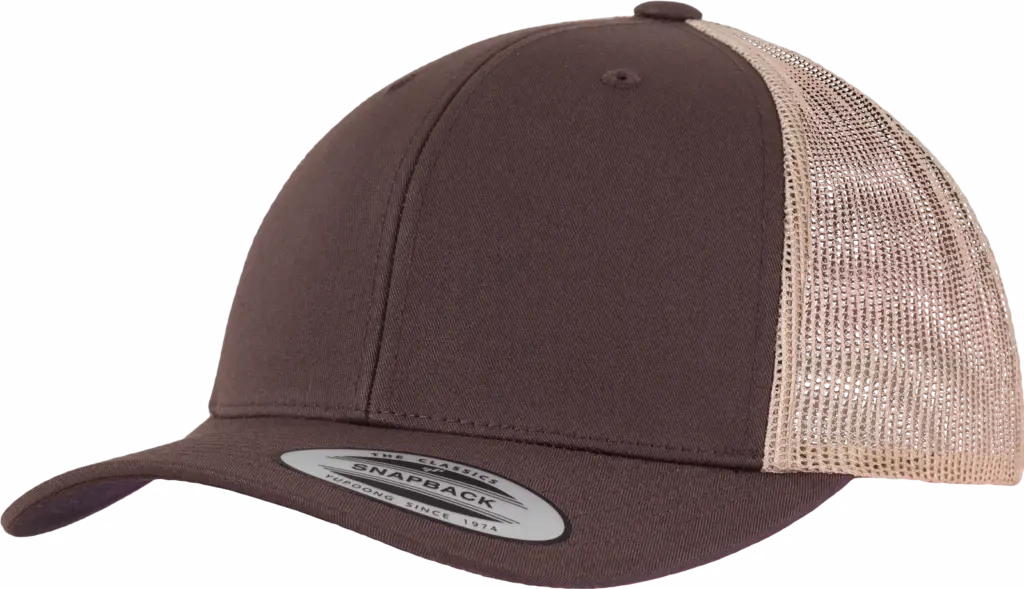 Tweekleurige Retro Truckerpet, brown / khaki — productfoto 9
