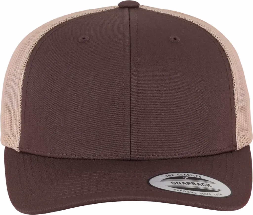 Tweekleurige Retro Truckerpet, brown / khaki — productfoto 11