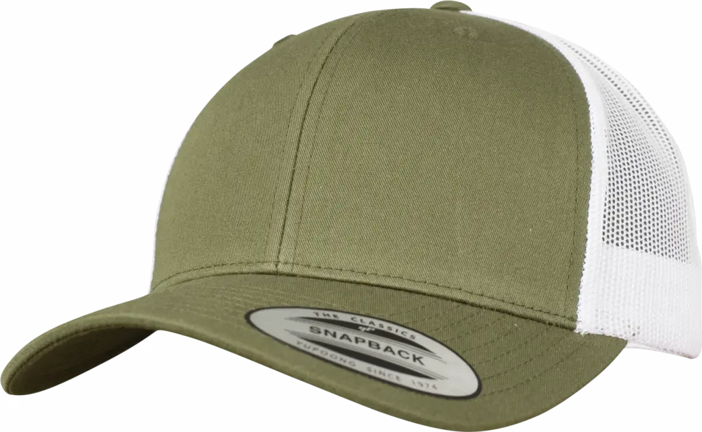 Tweekleurige Retro Truckerpet, buck / white — productfoto 14