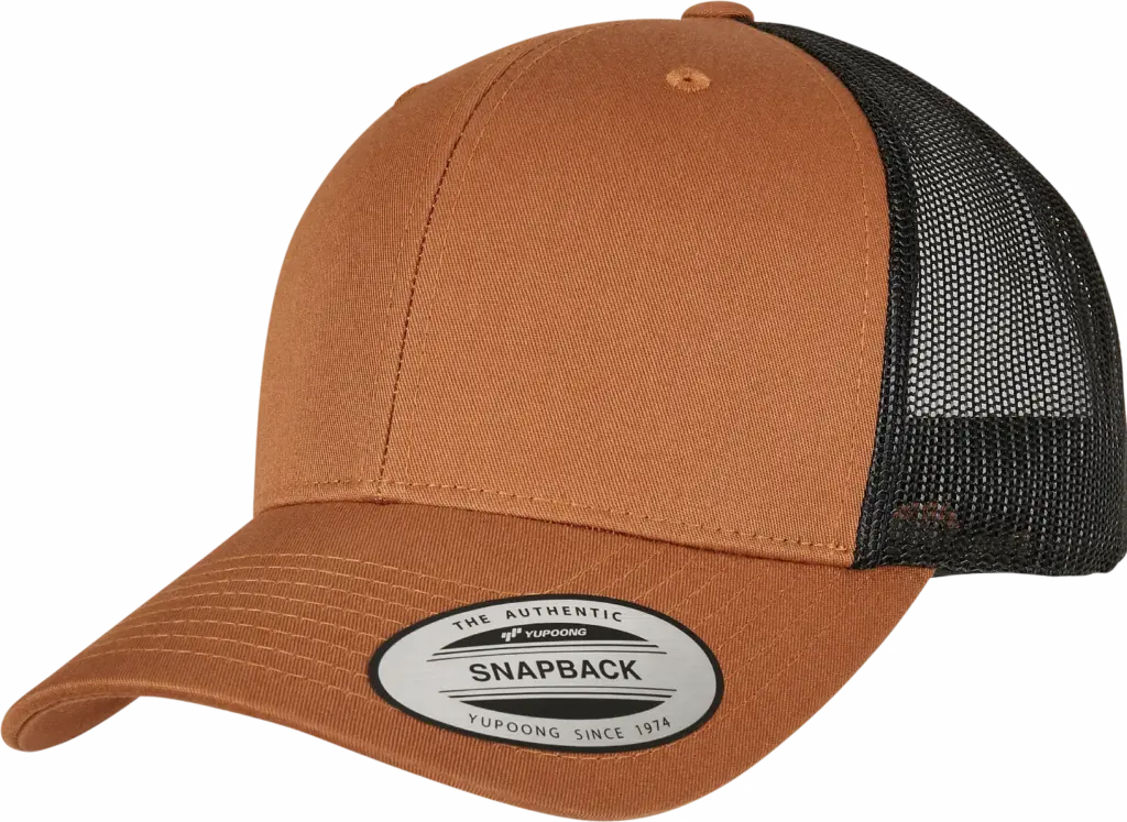 Tweekleurige Retro Truckerpet, caramel / black — productfoto 19