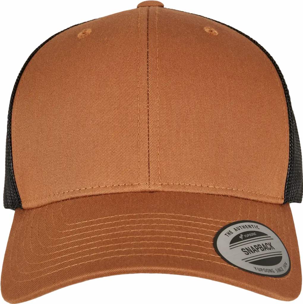 Tweekleurige Retro Truckerpet, caramel / black — productfoto 21