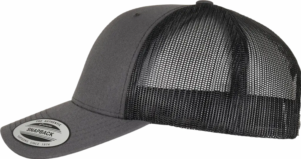 Tweekleurige Retro Truckerpet, charcoal / black — productfoto 23
