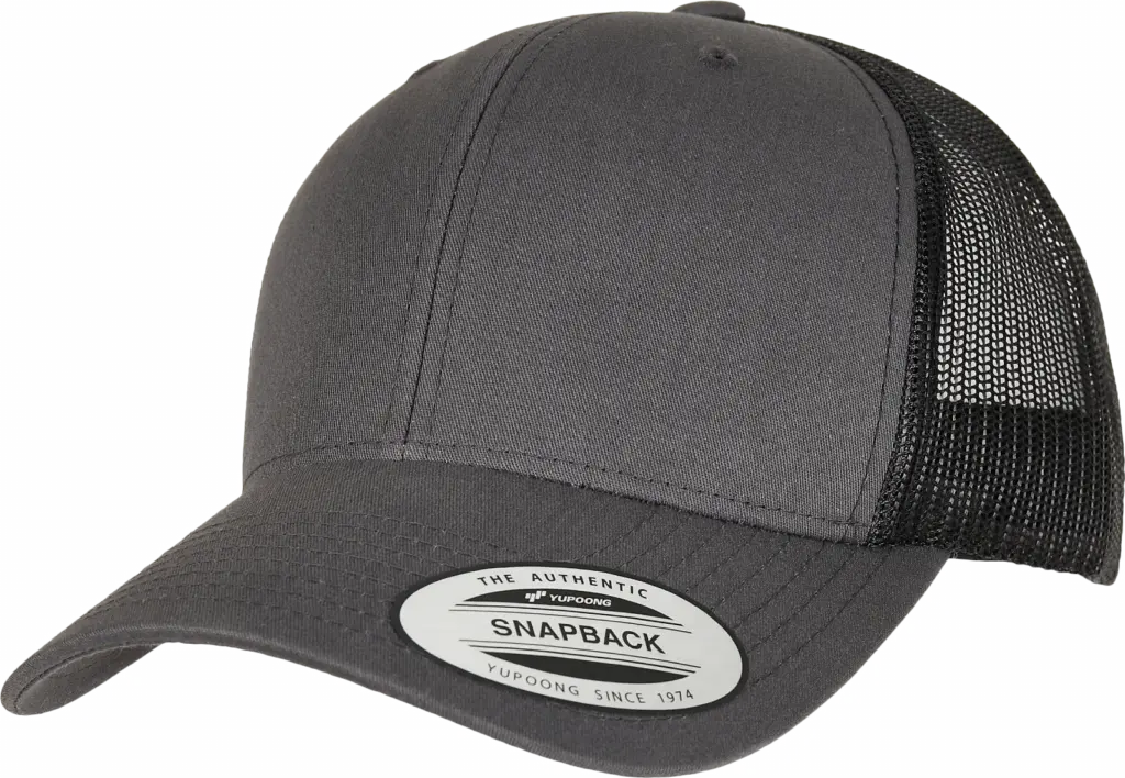 Tweekleurige Retro Truckerpet, charcoal / black — productfoto 24