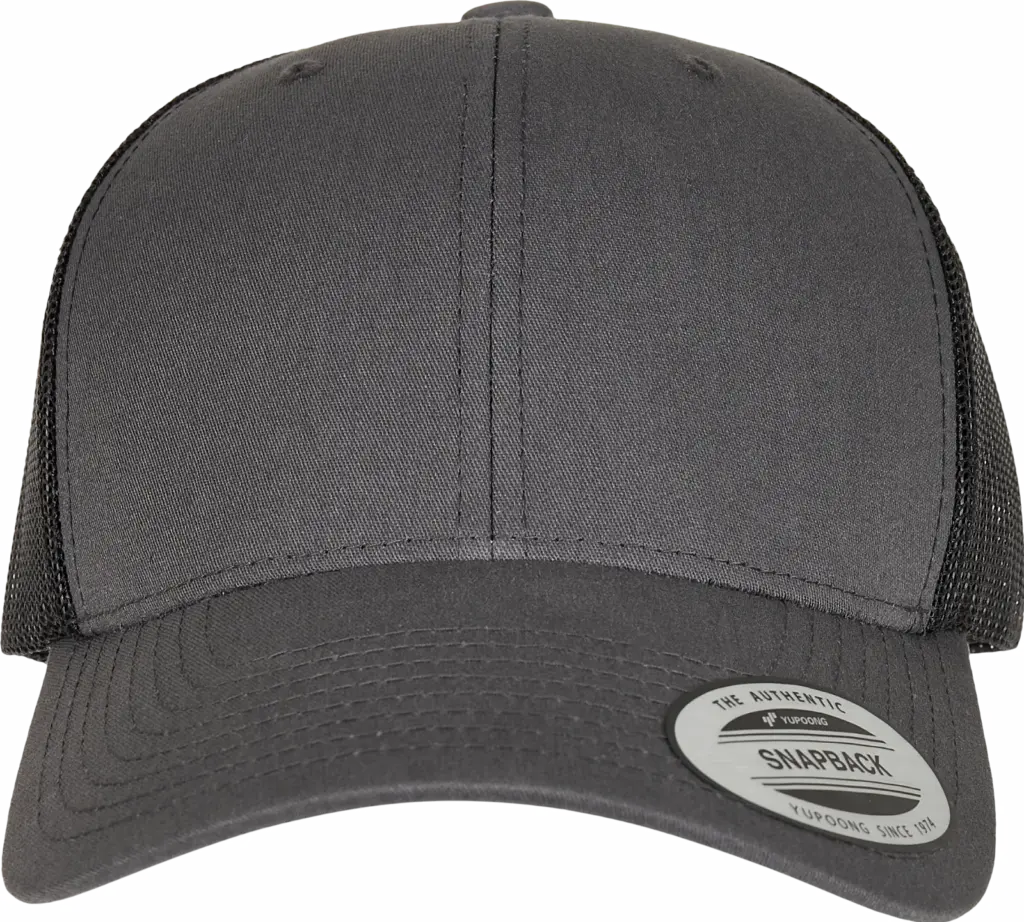 Tweekleurige Retro Truckerpet, charcoal / black — productfoto 26