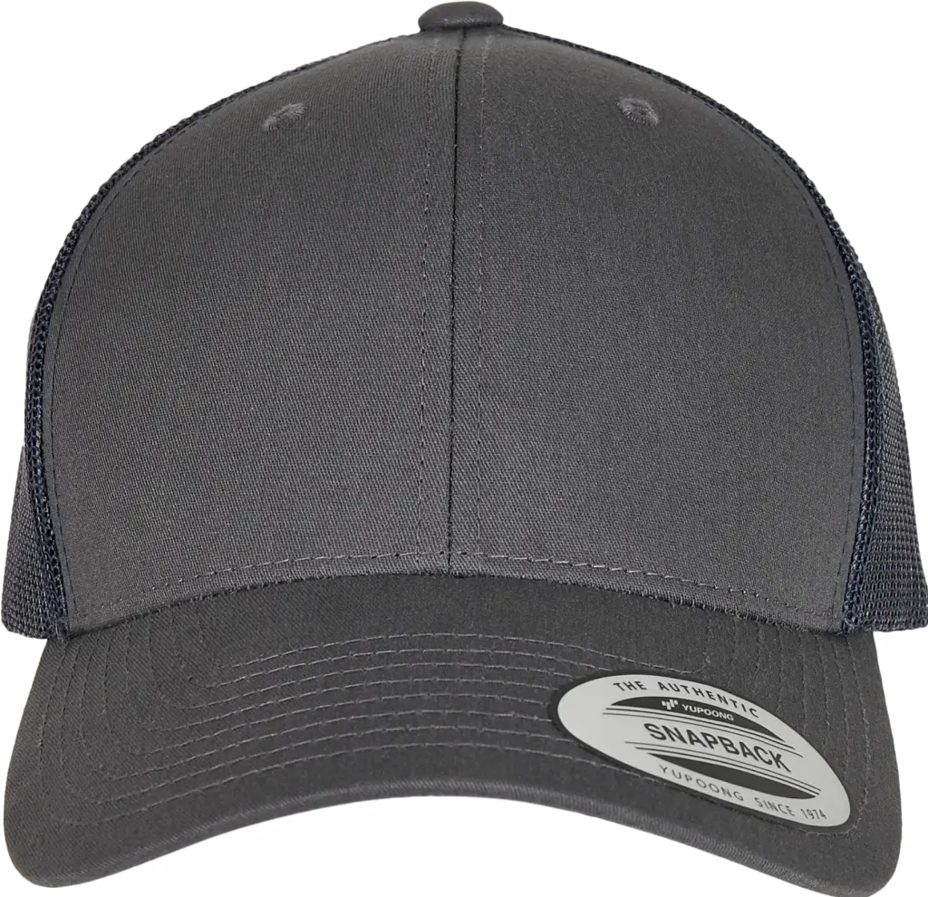 Tweekleurige Retro Truckerpet, charcoal / navy — productfoto 31