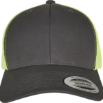 Tweekleurige Retro Truckerpet, charcoal / neon green — productfoto 36