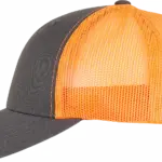Tweekleurige Retro Truckerpet, charcoal / neon orange — productfoto 38