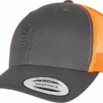 Tweekleurige Retro Truckerpet, charcoal / neon orange — productfoto 39