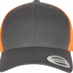 Tweekleurige Retro Truckerpet, charcoal / neon orange — productfoto 41