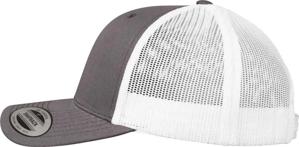 Tweekleurige Retro Truckerpet, darkgrey / white — productfoto 48