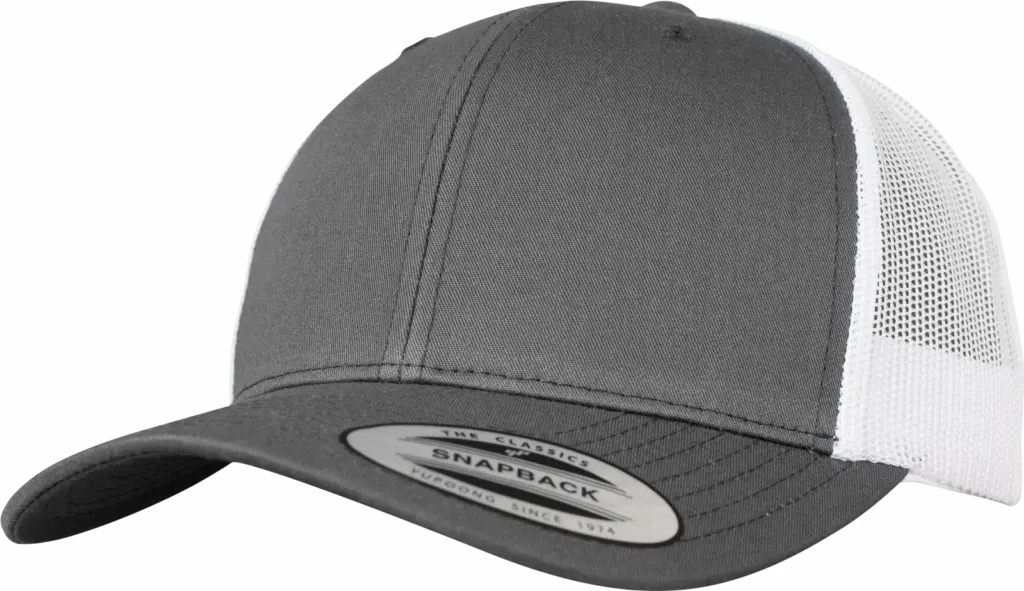 Tweekleurige Retro Truckerpet, darkgrey / white — productfoto 49