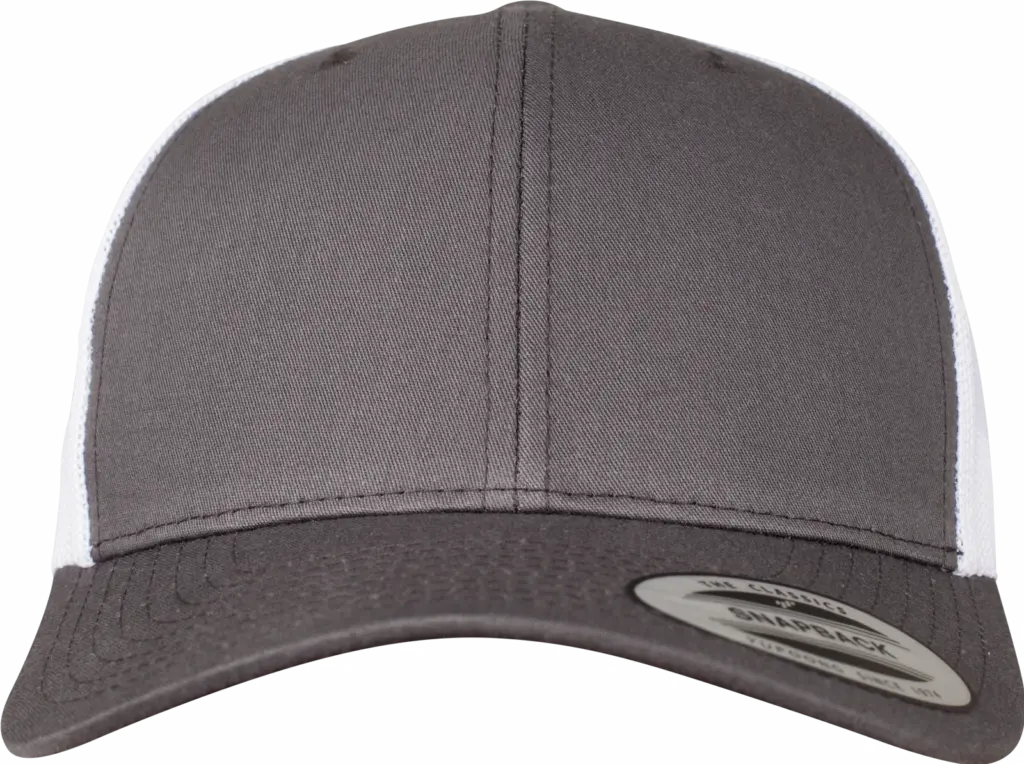 Tweekleurige Retro Truckerpet, darkgrey / white — productfoto 51