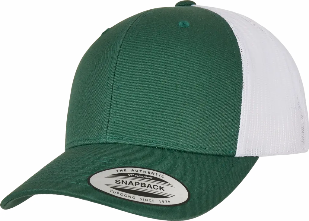 Tweekleurige Retro Truckerpet, evergreen / white — productfoto 54