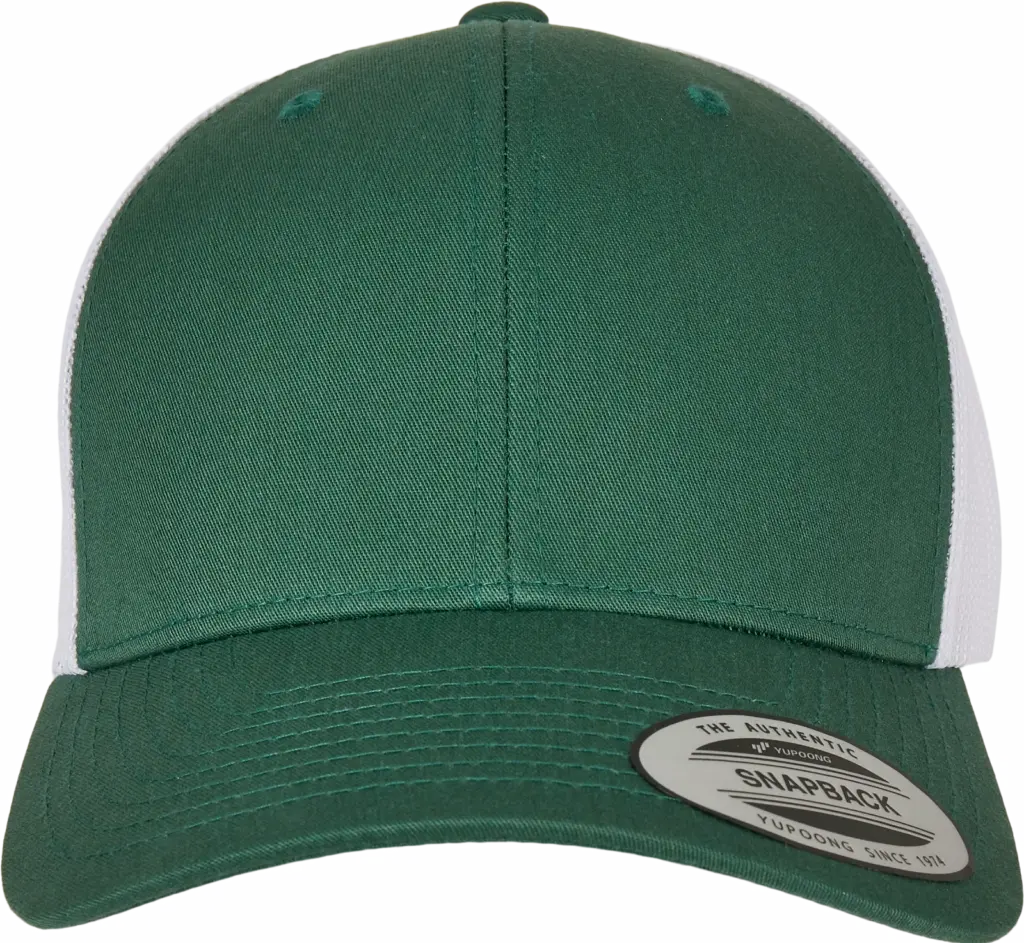 Tweekleurige Retro Truckerpet, evergreen / white — productfoto 56