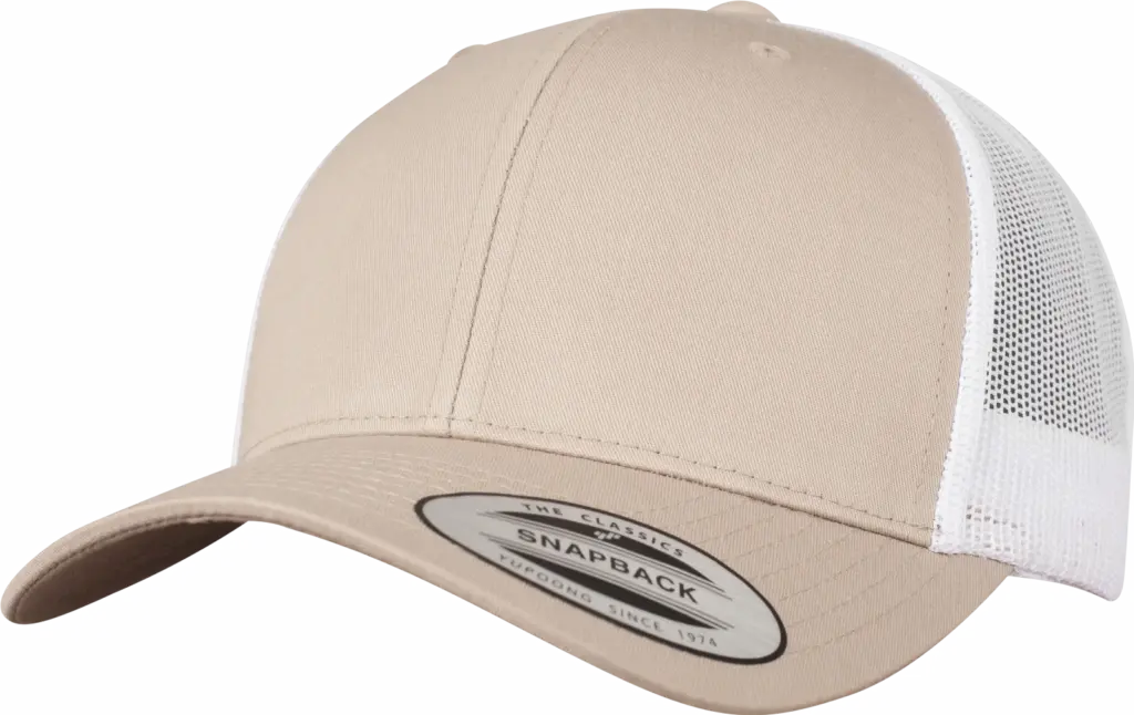 Tweekleurige Retro Truckerpet, khaki / white — productfoto 69
