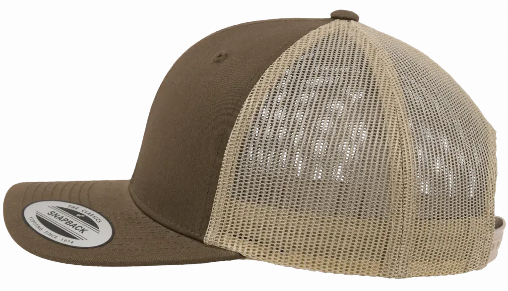 Tweekleurige Retro Truckerpet, mossgreen / khaki — productfoto 72