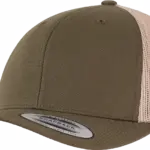Tweekleurige Retro Truckerpet, mossgreen / khaki — productfoto 73