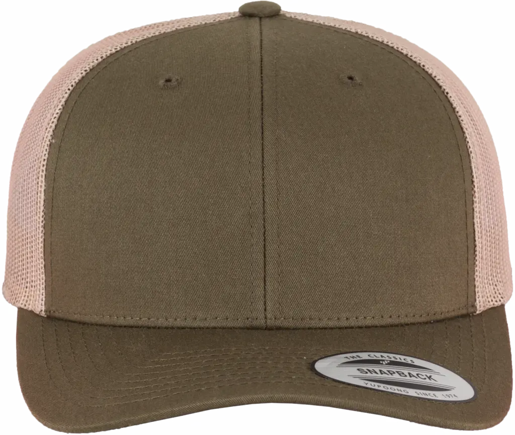 Tweekleurige Retro Truckerpet, mossgreen / khaki — productfoto 75