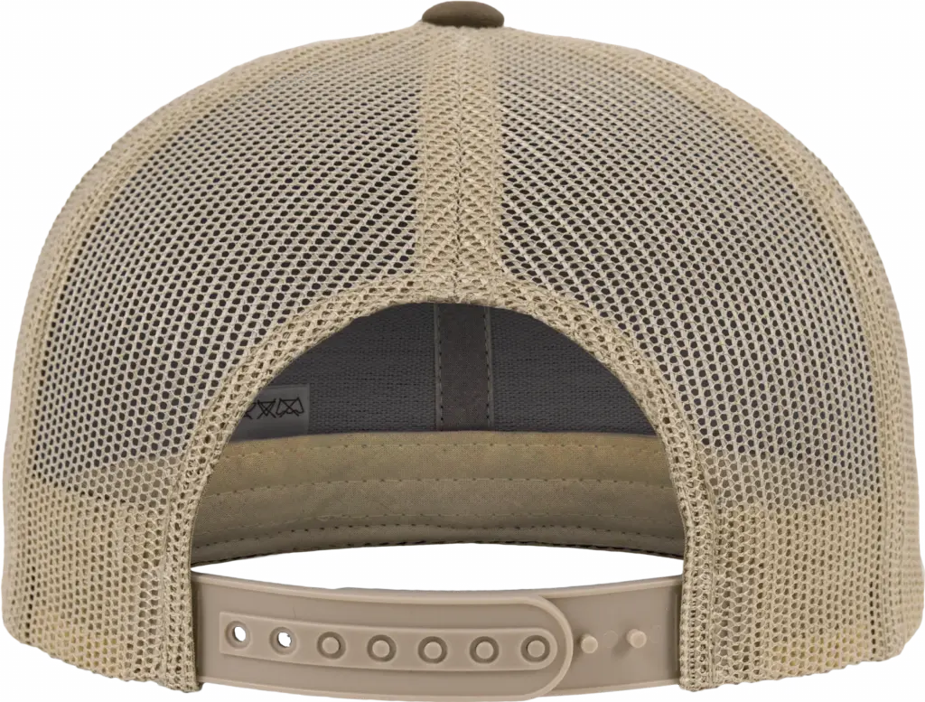 Tweekleurige Retro Truckerpet, mossgreen / khaki — productfoto 76