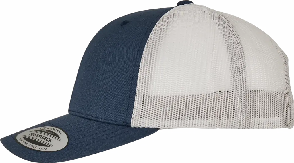 Tweekleurige Retro Truckerpet, navy / silver — productfoto 77