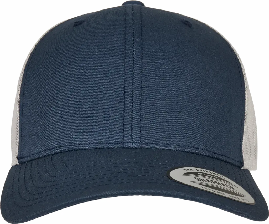 Tweekleurige Retro Truckerpet, navy / silver — productfoto 80