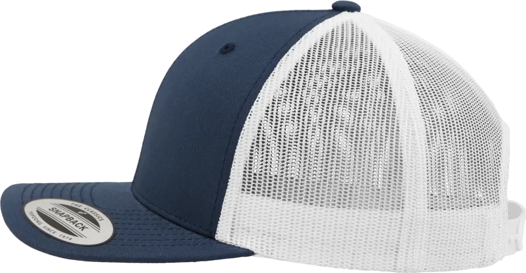 Tweekleurige Retro Truckerpet, navy / white — productfoto 82