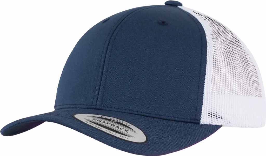 Tweekleurige Retro Truckerpet, navy / white — productfoto 83