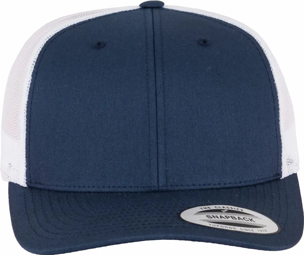 Tweekleurige Retro Truckerpet, navy / white — productfoto 85