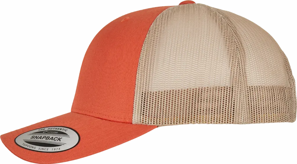 Tweekleurige Retro Truckerpet, rustic orange / khaki — productfoto 87
