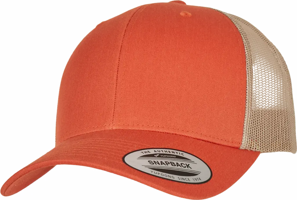 Tweekleurige Retro Truckerpet, rustic orange / khaki — productfoto 88