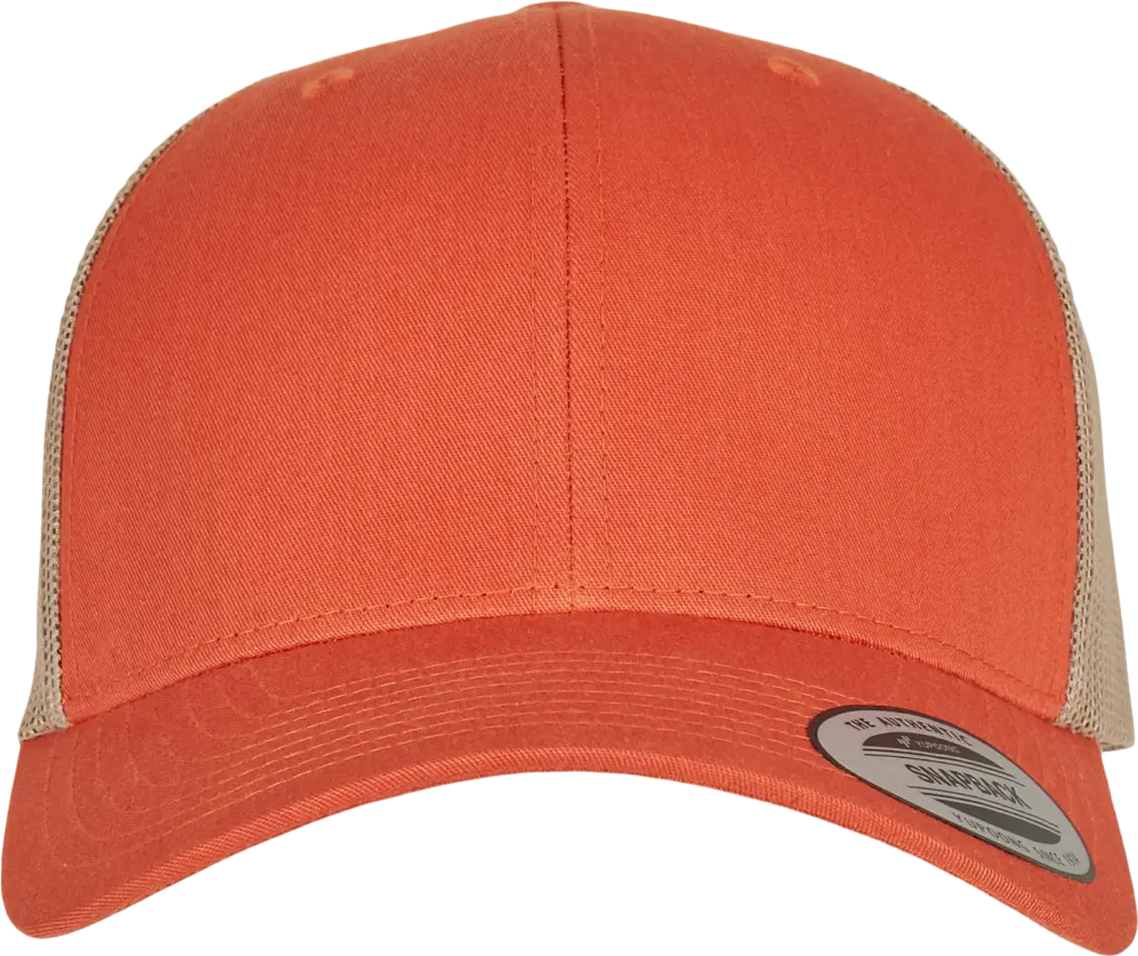 Tweekleurige Retro Truckerpet, rustic orange / khaki — productfoto 90