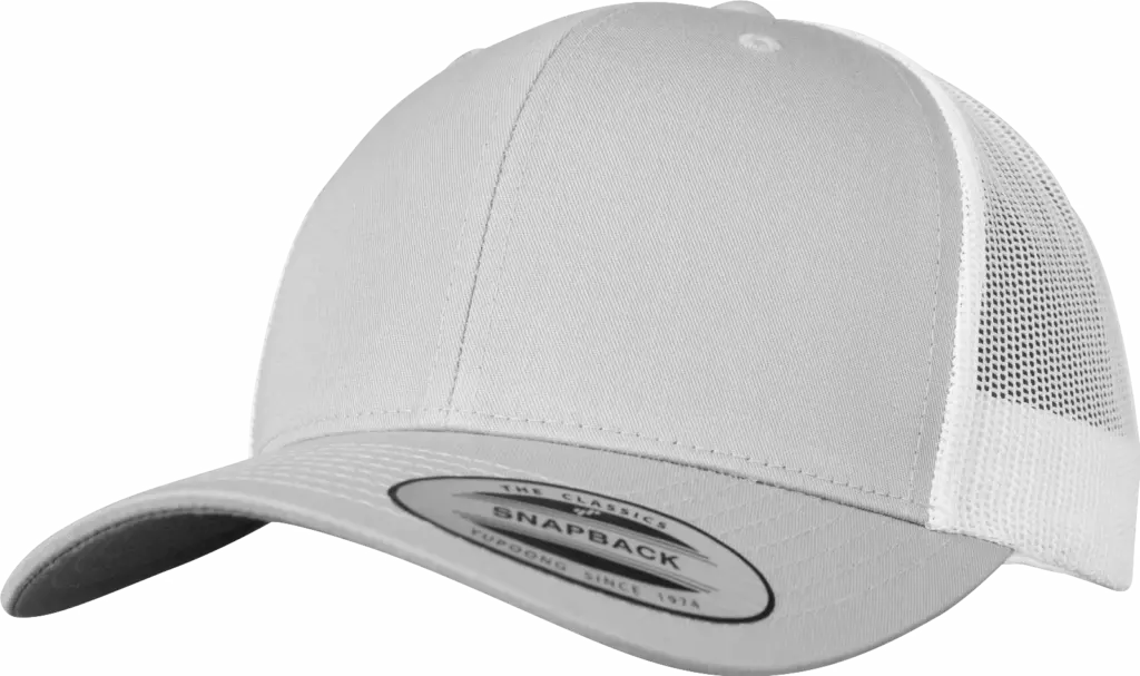 Tweekleurige Retro Truckerpet, silver / white — productfoto 93