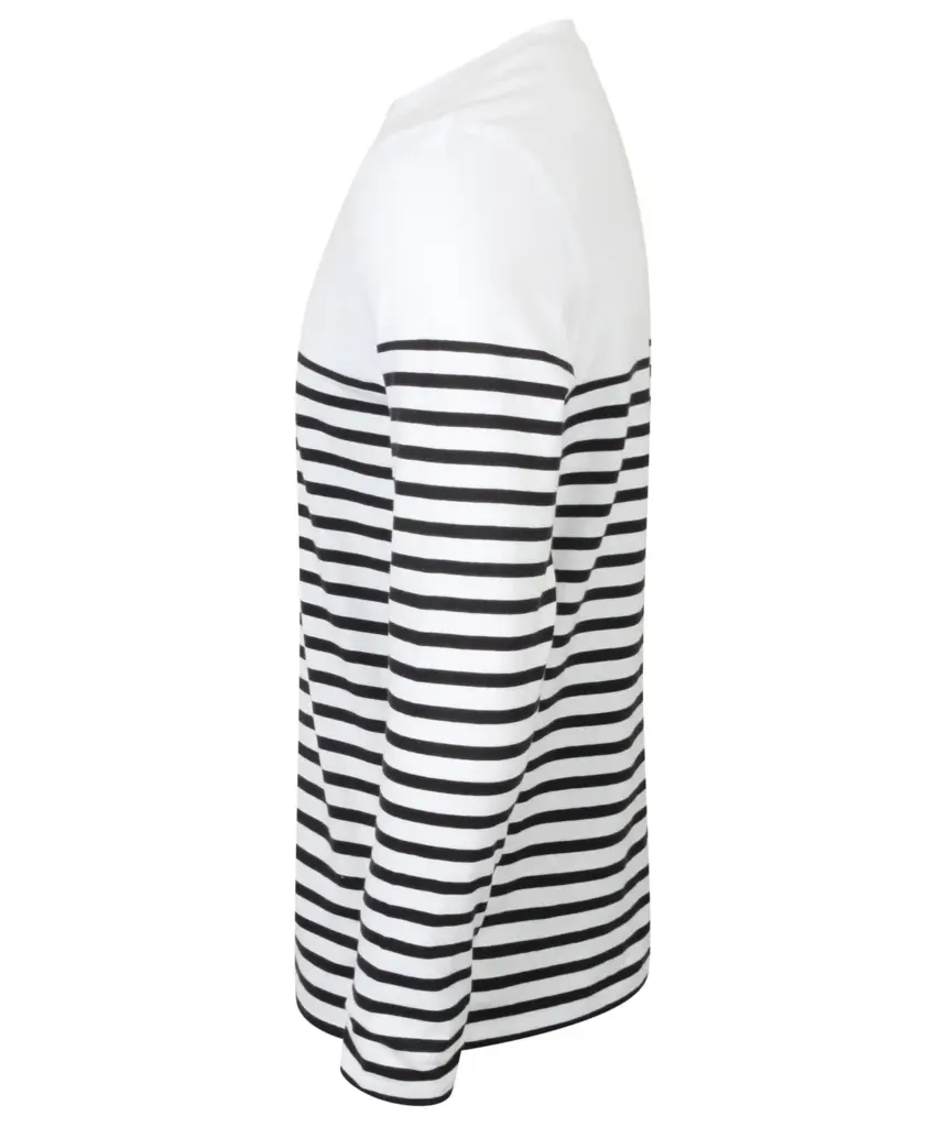 PS_FR134-S_WHITE-NAVY - Hidalgo Gestreept T-shirt met lange mouwen, white / navy — productfoto 3
