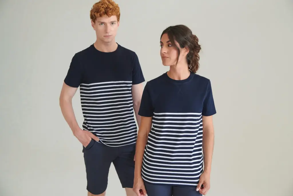 FR135-2_2026 - Hidalgo-werbeartikel Short sleeved breton t-shirt — productfoto 3