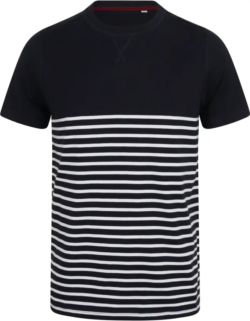 PS_FR135_NAVY-WHITE - Hidalgo-werbeartikel Short sleeved breton t-shirt, navy / white — productfoto 11