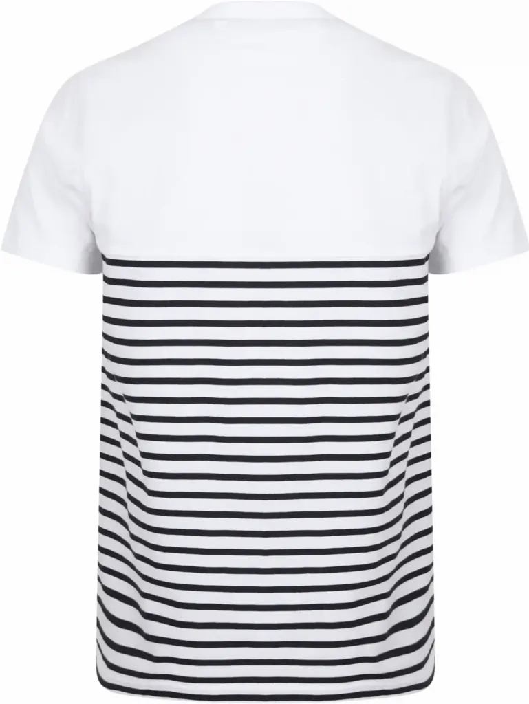 PS_FR135-B_WHITE-NAVY - Hidalgo-werbeartikel Short sleeved breton t-shirt, white / navy — productfoto 16