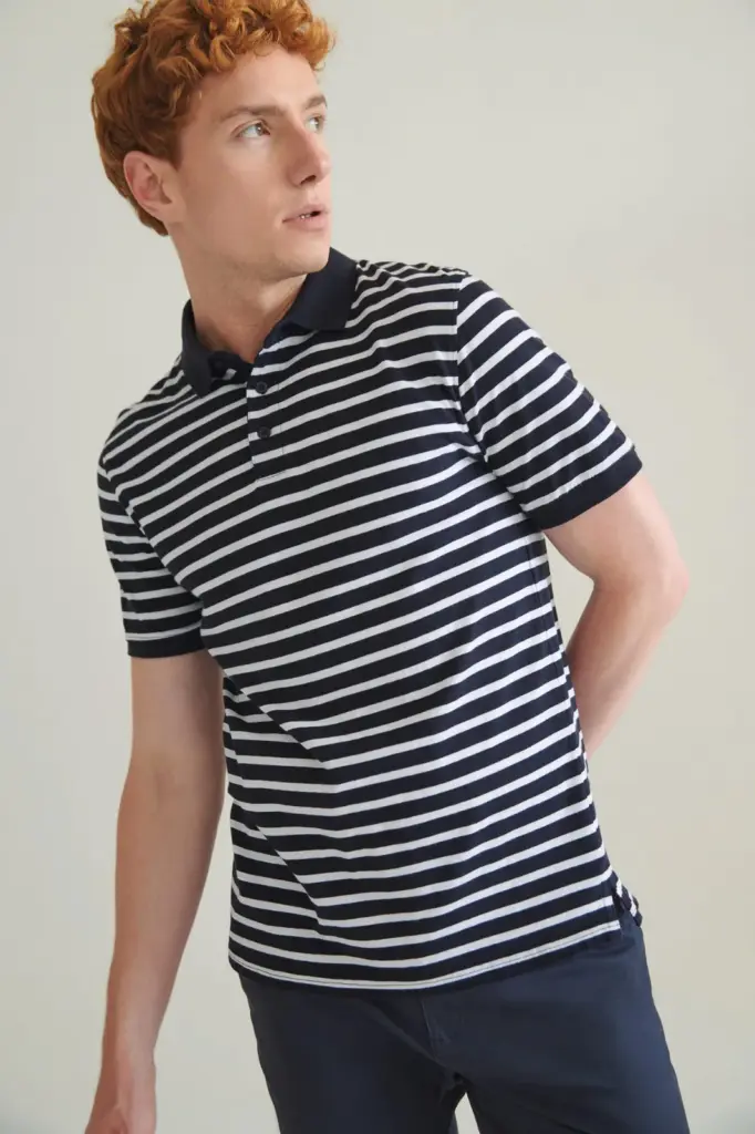 Gestreepte jersey polo