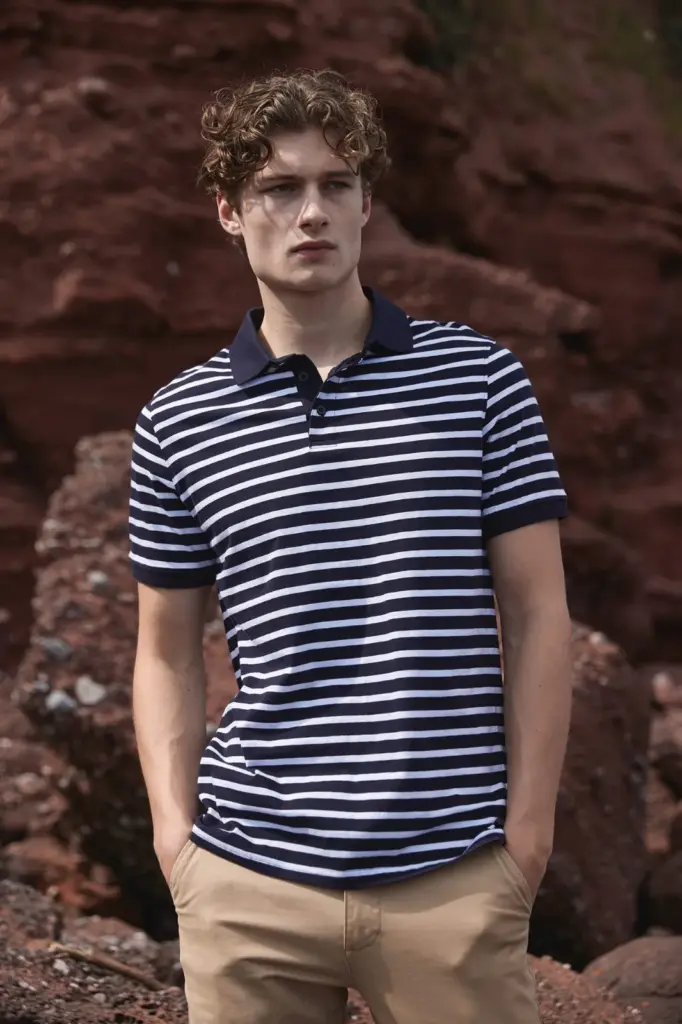 Gestreepte jersey polo — productfoto 2