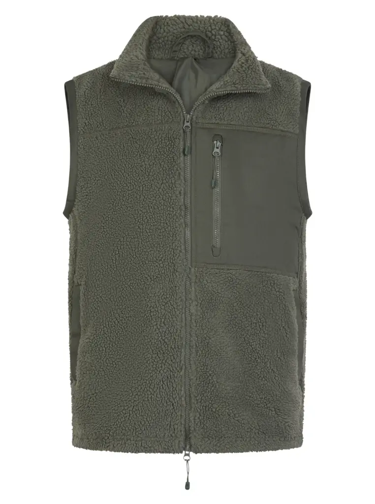 Gerecycled sherpa gilet, dark olive — productfoto 9
