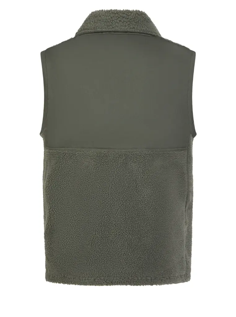 Gerecycled sherpa gilet, dark olive — productfoto 10