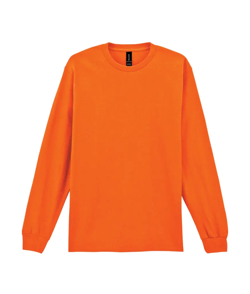 PS_GI2400-2_SAFETYORANGE - Hidalgo-werbeartikel Ultra Cotton™ Classic Fit Adult T-Shirt met lange mouwen, safety orange — productfoto 16