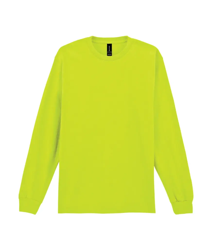 PS_GI2400-2_SAFETYYELLOW - Hidalgo-werbeartikel Ultra Cotton™ Classic Fit Adult T-Shirt met lange mouwen, safety yellow — productfoto 17